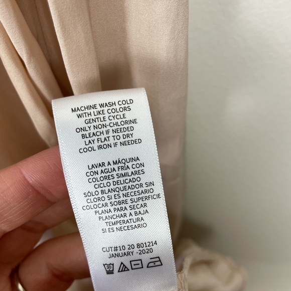 Love, Whit Satin Midi Dress Cream Pink Nude Tie Waist Button - Picture 5 of 6